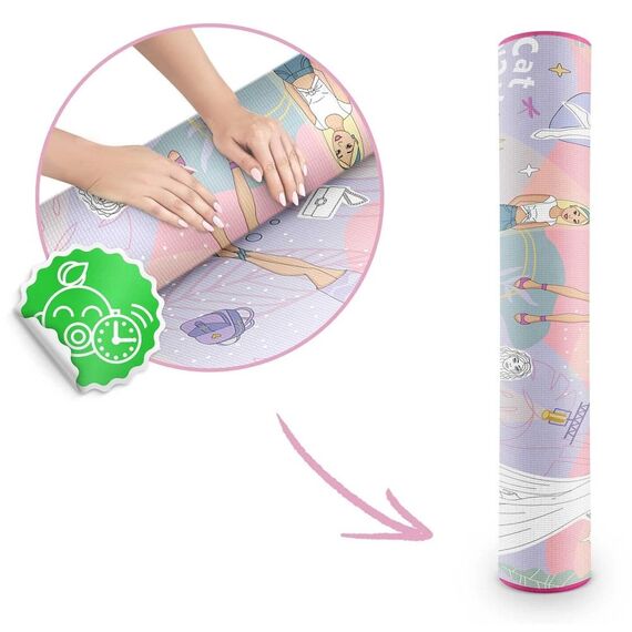 Spatiu de joaca 2 in 1, covoras din spuma si carte de colorat, asigura izolare termica fata de sol, textura anti-alunecare, model frumos cu printese, 120 x 90 cm, roz, Dimensiune (cm)	: 120 x 90-poza 9-Dacenergy.ro
