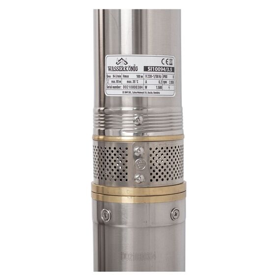 Pompa submersibila ape curate Wasserkonig, realizata din PPO si inox, debit maxim 94 l/min, inaltime maxima de refulare 100 m, puterea 1500 W, 180 x 100x 1340 mm-poza 2-Dacenergy.ro