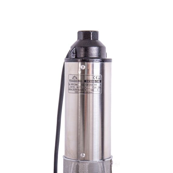​Pompa submersibila ape curate Wasserkonig, motor asincron cu 2 poli, carcasa motorului si axul pompei sunt realizate din inox, corpul de refulare din fonta, 50 l/min, 1600 W, inaltime maxima de refulare 140 m-poza 3-Dacenergy.ro