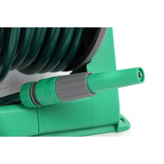 ​Tambur pentru furtun , din plastic si metal, portabil,montarea pe perete, 30 m furtun, 13 mm, cuple, verde-poza 4-Dacenergy.ro