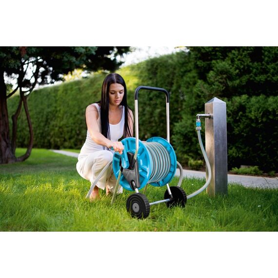 Set carucior si furtun gradina Cell Fast, furtun cu trei straturi, 20m, 12.5 mm, durabil si flexibi, un set de conexiune, un set cu duza reglabila-poza 6-Dacenergy.ro