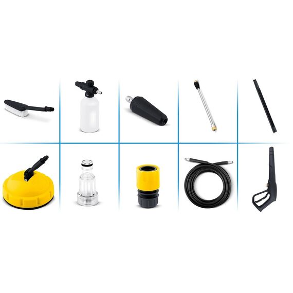 ​Aparat de spalat cu presiune, lance cu functie StopAndSafe, tehnologia TurboStream, recipient de detergent reglabil, 500 ml, 4 duze inlocuibile, furtun de inalta presiune de 10 m lungime, 350 bar, 2500 W, Presiune maxima: 350 bar-poza 8-Dacenergy.ro