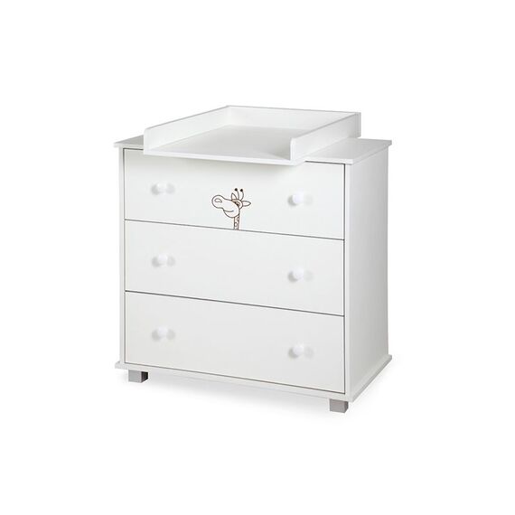 Set mobilier 3 piese copii DacEnergy©, din pal, patut, comoda de infasat, saltea, fibra de nuca de cocos, design simplu si modern, imprimat cu girafa, 120 x 60 cm, alb-poza 3-Dacenergy.ro