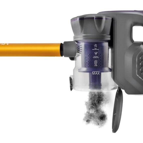 Aspirator vertical Rohnson, fara sac, aspirare uscata, sistem ciclonic, tub telescopic metalic, baza montare perete, 800 W, 0.5 litri, violet si gri-poza 3-Dacenergy.ro