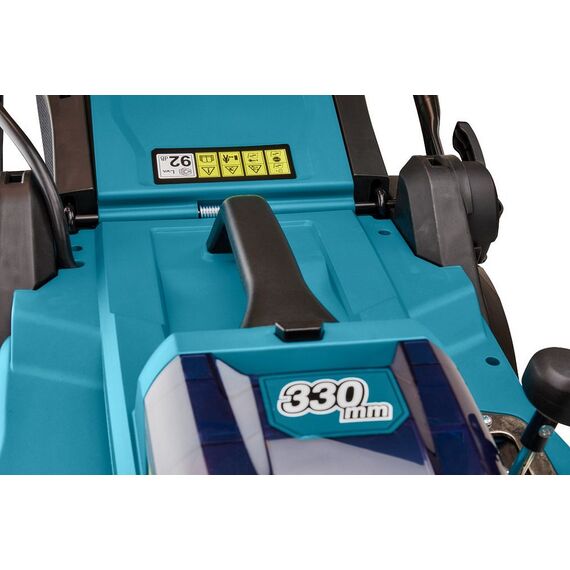 Masina de tuns gazon Makita, latime de taiere 33 cm, cu acumulator LXT, 18V, 4A si incarcator standard, sac de colectare 30 l-poza 9-Dacenergy.ro