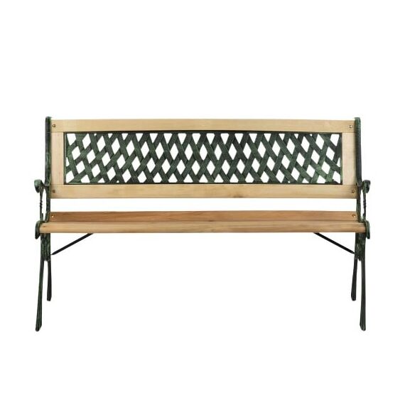 ​Banca de gradina , cadru din otel, lemn de plop, cu spatar, 124x74x43 cm, natur, Numar locuri	: 3, Culoare: natur, Lungime: 124 cm-Dacenergy.ro
