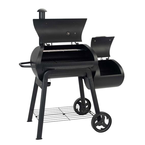 Gratar pe carbuni cu afumatoare, realizat din otel, functii 4 in 1, afumare directa, afumare indirecta, grill in stil american si afumare la rece, manere inox, dimensiune 117x125,5x83,5 cm-poza 4-Dacenergy.ro