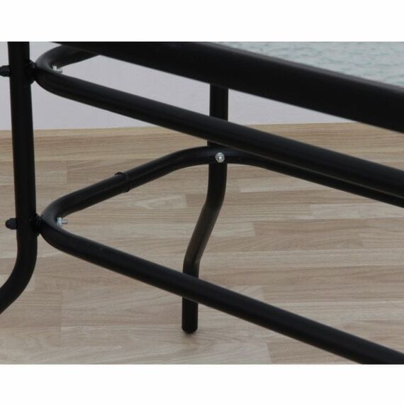 Masa pentru gradina DacEnergy©, constructia din otel si sticla securizata, cu orificiu pentru umbrela de soare, forma dreptunghiulara, 120 x 70 x 70 cm, negru-poza 4-Dacenergy.ro