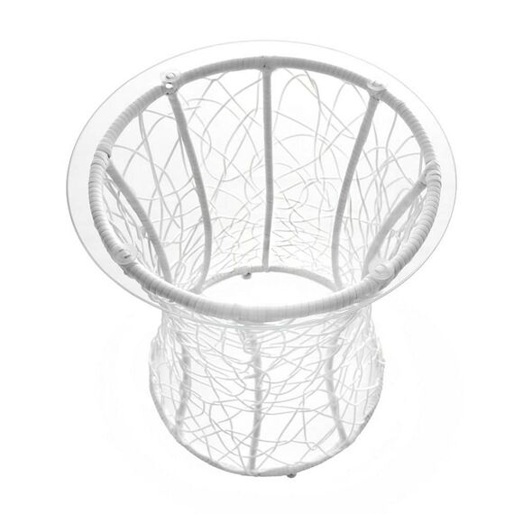 ​Masa pentru gradina DacEnergy©, realizata din rachita artificiala si sticla securizata, eleganta, 50 x 47 cm, interior si exterior, alb, Culoare: Alb-poza 7-Dacenergy.ro