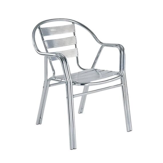 Scaun DacEnergy©, din teava de aluminiu, stivuibil, rezistent la apa, intretinere usoara, cu picioare tubulare duble, interior / exterior, 56 x 60 x 79 cm, gri-Dacenergy.ro
