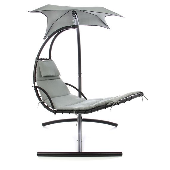 ​Balansoar gradina, tip fotoliu DacEnergy©, dimensiuni 140 x 190 x 202 cm, structura metal/otel, culoare gri-Dacenergy.ro