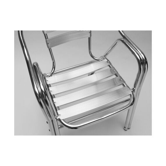 Scaun DacEnergy©, din teava de aluminiu, stivuibil, rezistent la apa, intretinere usoara, cu picioare tubulare duble, interior / exterior, 56 x 60 x 79 cm, gri-poza 2-Dacenergy.ro