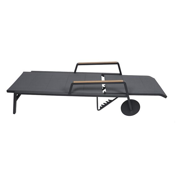 Sezlong plaja DacEnergy©, dimensiuni 200 x 74 cm, structura aluminiu, spatar reglabil in 4 pozitii, fix, culoare negru-poza 2-Dacenergy.ro