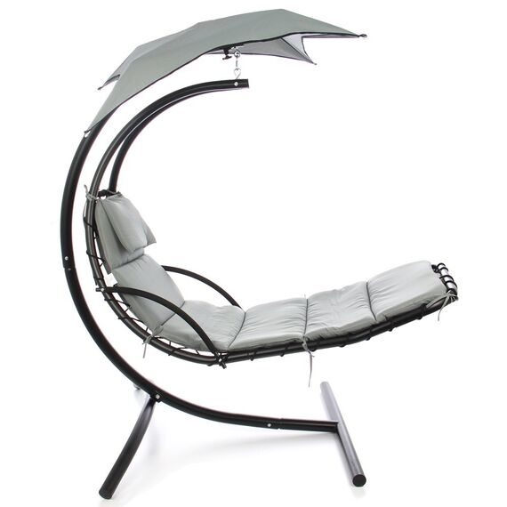 ​Balansoar gradina, tip fotoliu DacEnergy©, dimensiuni 140 x 190 x 202 cm, structura metal/otel, culoare gri-poza 2-Dacenergy.ro