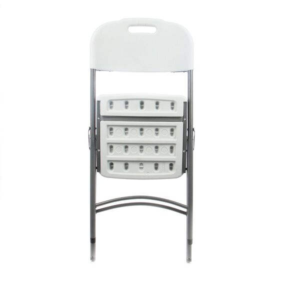 ​Scaun gradina DacEnergy©, material metal, design modern, pliant, spatar din polietilena, 47.5x58x86.5 cm, alb, Continut pachet	: 1 x Scaun, Latime: 47.5 cm, Culoare: Alb-poza 2-Dacenergy.ro