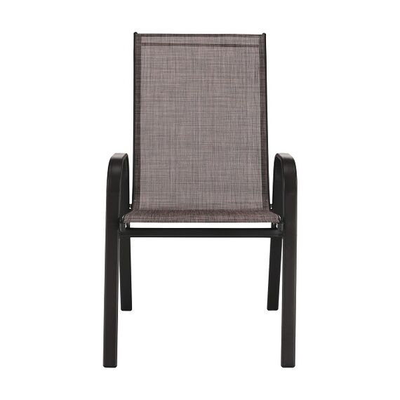 ​Scaun de gradina DacEnergy©, confectionat din otel si textil, stivuibil, cu spatar, 54 x 72 x 96 cm, maro suvitat si maro, Continut pachet	: 1 x Scaun, Latime: 72 cm, Culoare: Maro-poza 2-Dacenergy.ro