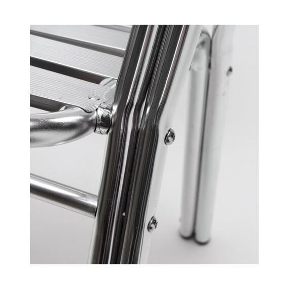 Scaun DacEnergy©, din teava de aluminiu, stivuibil, rezistent la apa, intretinere usoara, cu picioare tubulare duble, interior / exterior, 56 x 60 x 79 cm, gri-poza 3-Dacenergy.ro