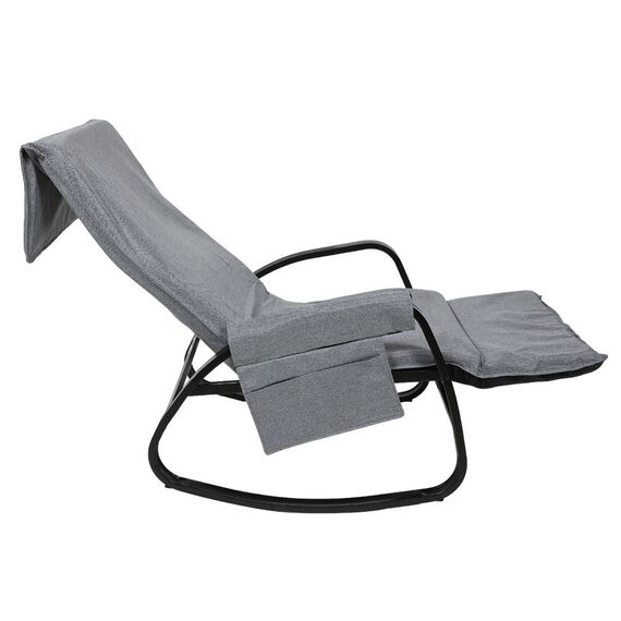 ​Scaun gradina DacEnergy©, scheletul din otel, sezutul si spatarul din poliester, balansoar, reglabil, 65/150 x 65 x 106 cm, gri, Continut pachet	: 1 x Balansoar, Latime: 65 cm, Culoare: Gri-poza 3-Dacenergy.ro