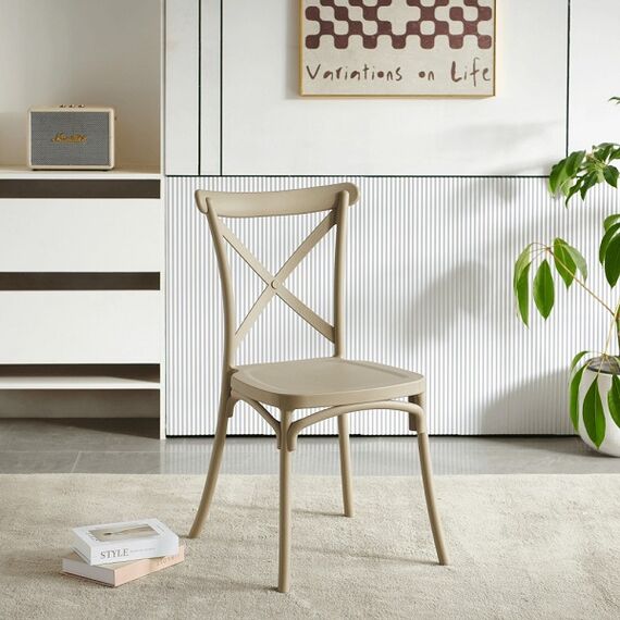 ​Scaun DacEnergy©, fabricat din plastic, stivuibil, 50 x 47 x 90 cm, interior si exterior, sarcina maxima 100 kg, culoare gri-maro, Continut pachet	: 1 x Scaun, Latime: 47 cm, Culoare: Maro,  Gri-poza 3-Dacenergy.ro