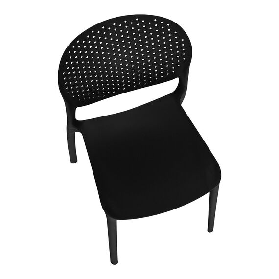 ​Scaun de gradina DacEnergy©, fabricat din plastic, stivuibil, rezistent, cu spatar, 46 x 53 x 81,5 cm, negru, Continut pachet	: 1 x Scaun, Latime: 53 cm, Culoare: Negru-poza 3-Dacenergy.ro