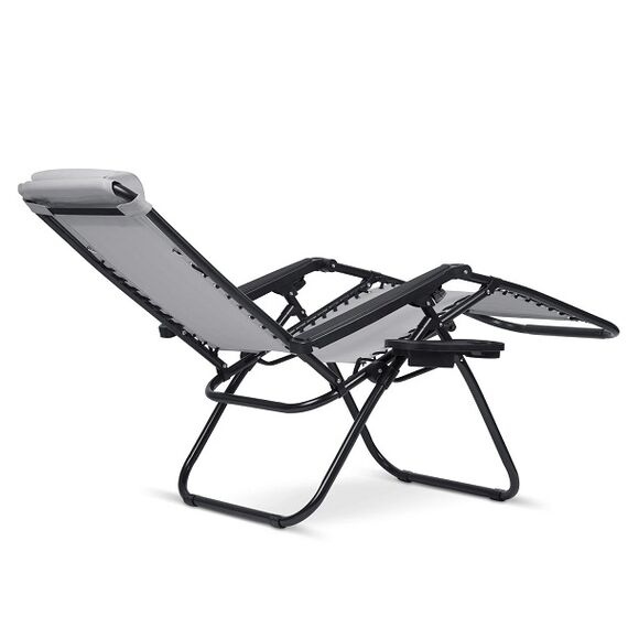 ​Sezlong pliant DacEnergy©, textilen impermeabil si rezistent la UV, cadru din otel, greutatea maxima suportata 150 kg,162 x 110 x 64 cm, gri, Continut pachet	: 1 x Sezlong, Culoare: Gri-poza 4-Dacenergy.ro