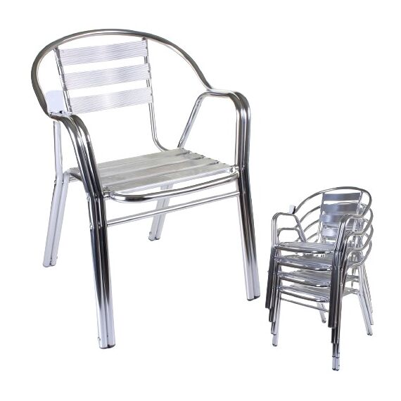 Scaun DacEnergy©, din teava de aluminiu, stivuibil, rezistent la apa, intretinere usoara, cu picioare tubulare duble, interior / exterior, 56 x 60 x 79 cm, gri-poza 4-Dacenergy.ro