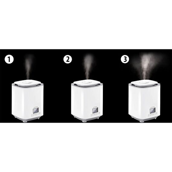 ​Umidificator de aer, functia de ionizare a aerului, de aromaterapie, ceata rece, oprire automata, rezervor 2,6 l, 250 ml/h, temporizator, higrostat si higrometru incorporabil, alb, Culoare: Alb-poza 5-Dacenergy.ro