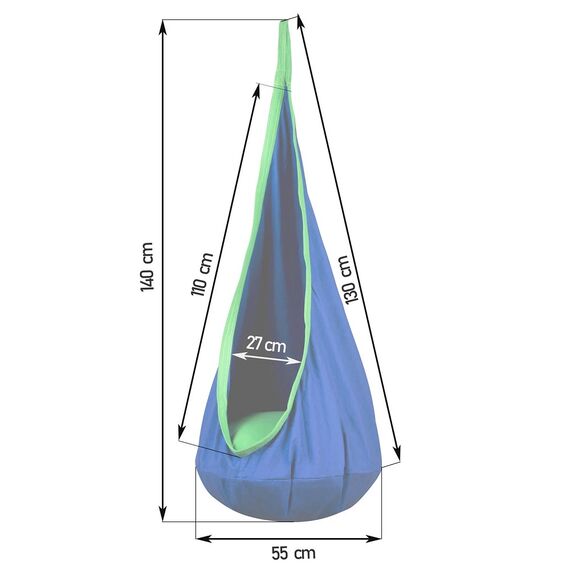 Hamac copii Neo-Sport, tip cocon, material rezistent, perna inclusa, 80kg, carlig inclus, albastru, 140x55 cm, Culoare: Albastru-poza 5-Dacenergy.ro