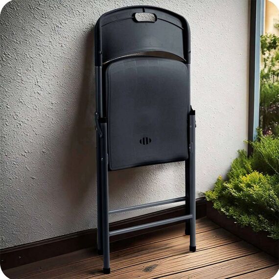 Set scaune de gradina pliante DacEnergy©, cadru din otel, cu maner de transport, design confortabil si ergonomic, sarcina maxima 200 kg, 80 x 50 x 46 cm, 2 bucati, negru, Continut pachet	: 2 x Scaun, Culoare: Negru-poza 6-Dacenergy.ro