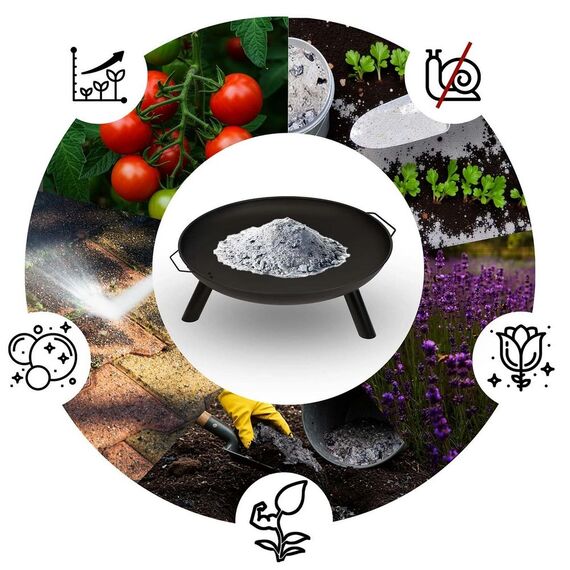 ​Vatra foc de gradina cu gratar, fabricat din otel, manere pe ambele parti, diametrul 60 cm, inaltimea 27,5 cm, negru-poza 6-Dacenergy.ro