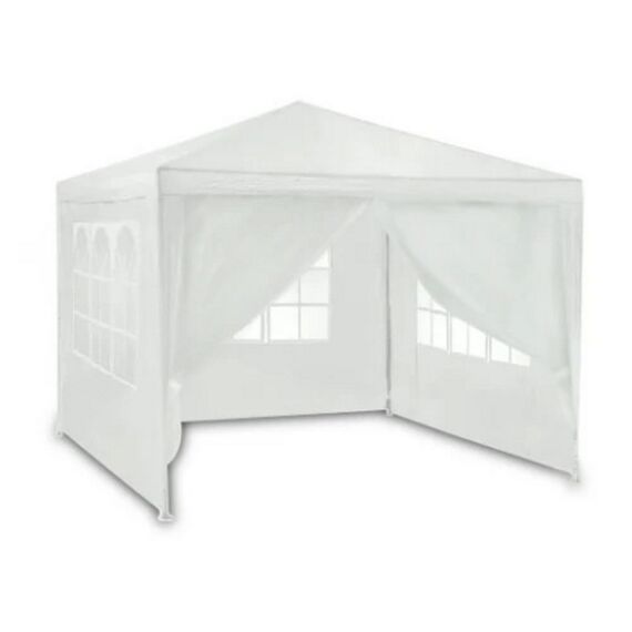 ​Pavilion de gradina, constructie durabila, material PE, rezistent la razele UV si ploaie, 4 pereti, 300 x 300 cm, alb, Forma	: Patrat, Culoare: Alb-Dacenergy.ro