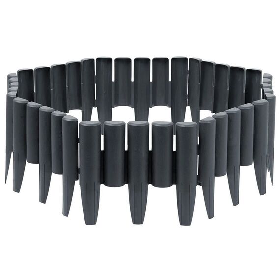 Bordura de gradina, material PP durabil, rezistent la UV, inghet si schimbarile meteorologice, design modular, 2.2 m, gri, Culoare: Gri, Inaltime: 23.5 cm-Dacenergy.ro