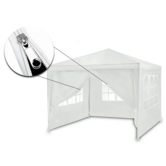 ​Pavilion de gradina, constructie durabila, material PE, rezistent la razele UV si ploaie, 4 pereti, 300 x 300 cm, alb, Forma	: Patrat, Culoare: Alb-poza 3-Dacenergy.ro