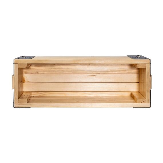 Jardiniera din lemn, cu insertii metalice in forma de morcovi, interior/exterior, forma dreptunghiulara, 80 x 20 x 27 cm, natur si gri, Model: Morcovi, Forma: Dreptunghi-poza 4-Dacenergy.ro