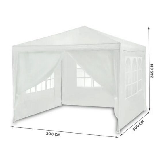 ​Pavilion de gradina, constructie durabila, material PE, rezistent la razele UV si ploaie, 4 pereti, 300 x 300 cm, alb, Forma	: Patrat, Culoare: Alb-poza 4-Dacenergy.ro