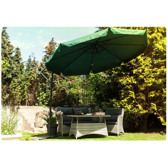 Umbrela de soare pentru exterior, realizata din poliester 200g/m2, baza si cadrul din otel, pliabila, 8 segmente, diametru 350 cm, practica, verde, Culoare: Verde deschis-poza 4-Dacenergy.ro