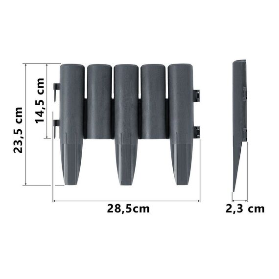 Bordura de gradina, material PP durabil, rezistent la UV, inghet si schimbarile meteorologice, design modular, 2.2 m, gri, Culoare: Gri, Inaltime: 23.5 cm-poza 5-Dacenergy.ro