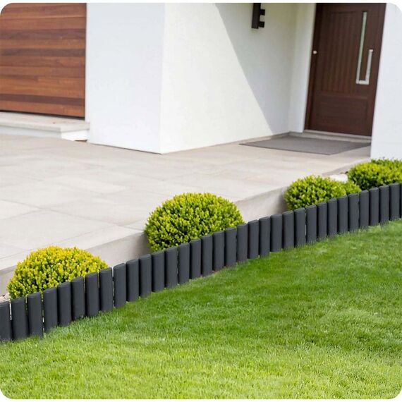 Bordura de gradina, material PP durabil, rezistent la UV, inghet si schimbarile meteorologice, design modular, 2.2 m, gri, Culoare: Gri, Inaltime: 23.5 cm-poza 8-Dacenergy.ro