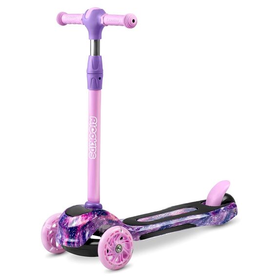 ​Trotineta pentru copii , inaltime reglabila a ghidonului, iluminare cu LED, roti mari, sigure, roz si violet, Culoare: Roz , Violet-Dacenergy.ro