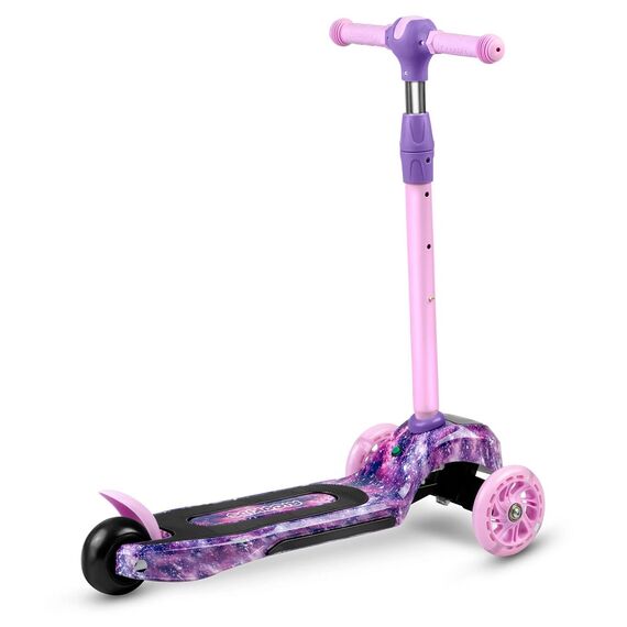 ​Trotineta pentru copii , inaltime reglabila a ghidonului, iluminare cu LED, roti mari, sigure, roz si violet, Culoare: Roz , Violet-poza 4-Dacenergy.ro