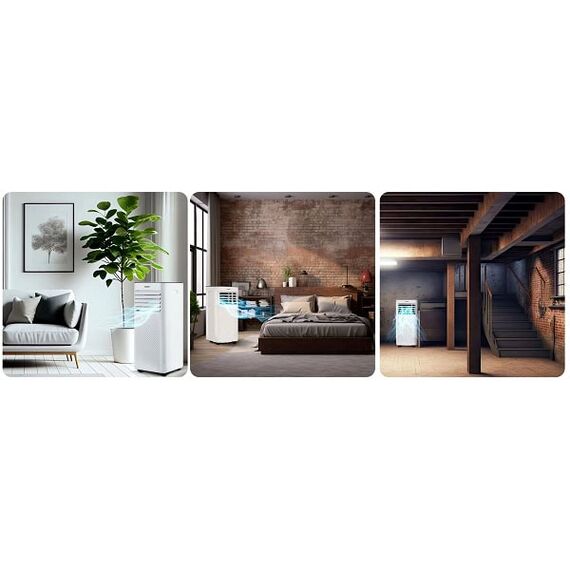 Aer conditionat portabil, 3in1, raceste, usuca si aeriseste, afisaj LCD, panou de control tactil, telecomanda, WiFi, mod de noapte, functia de blocare pentru copii, filtru de particule, 2600 W, Capacitate generala	: 9000 BTU, Culoare: Alb-poza 4-Dacenergy.ro