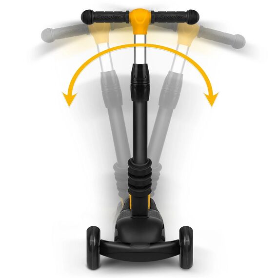 ​Trotineta pentru copii 3in1, inaltime reglabila a ghidonului, iluminare LED colorata a rotilor din fata, frana de picior, negru-portocaliu, Culoare: Portocaliu, Negru-poza 4-Dacenergy.ro