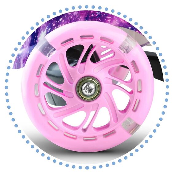 ​Trotineta pentru copii , inaltime reglabila a ghidonului, iluminare cu LED, roti mari, sigure, roz si violet, Culoare: Roz , Violet-poza 5-Dacenergy.ro