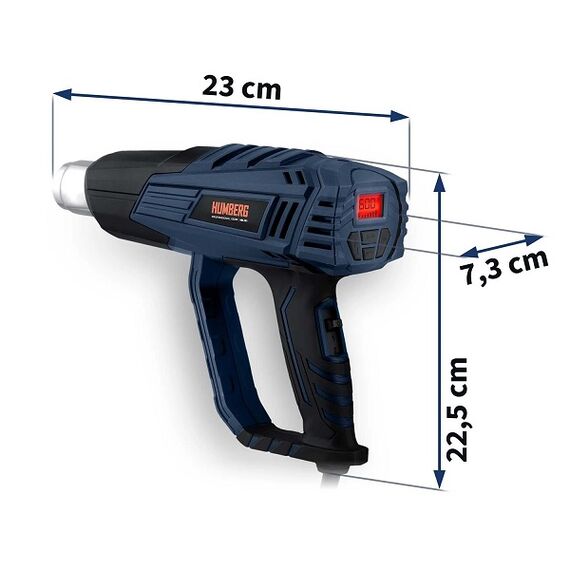 ​Pistol termic electric, maner cauciucat, 4 duze, o racleta, temperatura de la 60 - 600°C, 6 niveluri de reglare a debitului de aer, afisaj LCD, 2000 W, 230 V-poza 5-Dacenergy.ro