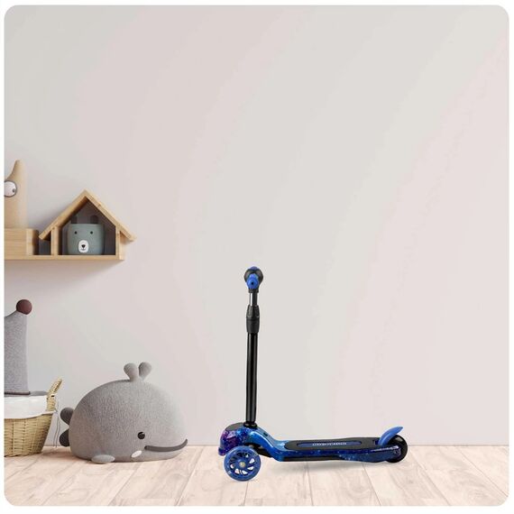 Trotineta pentru copii, cu 3 roti, reglare pe inaltime in 3 trepte, iluminare cu LED, roti mari, sigure, negru si albastru, Culoare: Negru, Albastru-poza 6-Dacenergy.ro