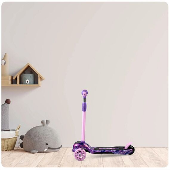 ​Trotineta pentru copii , inaltime reglabila a ghidonului, iluminare cu LED, roti mari, sigure, roz si violet, Culoare: Roz , Violet-poza 8-Dacenergy.ro