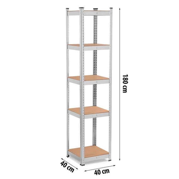 Raft metalic DacEnergy©, realizat din MDF si profile metalice, 5 polite, capacitatea 100 kg polita, 500 kg total, 180 x 40 x 40 cm, gri, Greutate maxima suportata/polita: 100 Kg, Culoare: Gri-poza 8-Dacenergy.ro