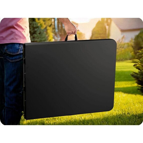 Masa de gradina pliabila, cadru durabil din otel, material PE si rezistent la UV, cu maner, 244 x 75 x 74 cm, negru, Culoare: Negru-poza 10-Dacenergy.ro