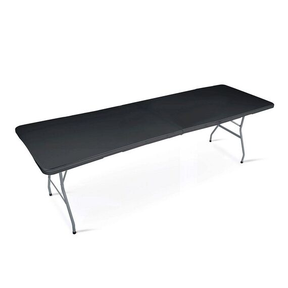 Masa de gradina pliabila, cadru durabil din otel, material PE si rezistent la UV, cu maner, 244 x 75 x 74 cm, negru, Culoare: Negru-poza 11-Dacenergy.ro
