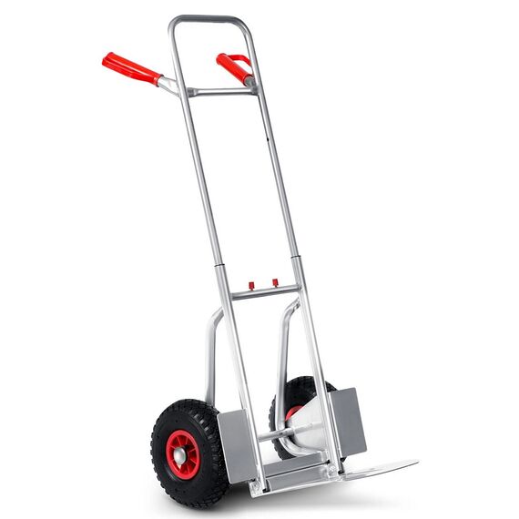 Carucior transport marfa, cadru din otel galvanizat, platforma inferioara durabila, 2 roti gonflabile cu supape, reglare convenabila a inaltimii 75-108 cm, capacitate de incarcare pana la 150 kg, argintiu.-poza 13-Dacenergy.ro